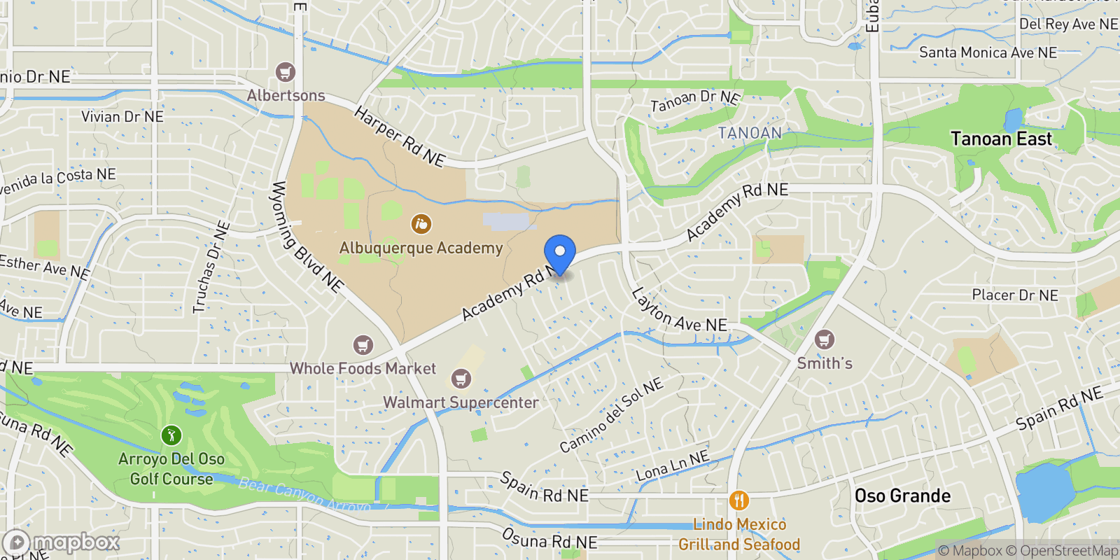Map showing 6123 Casa De Vida NE, Albuquerque, NM 87111, Albuquerque, New Mexico, United States.
