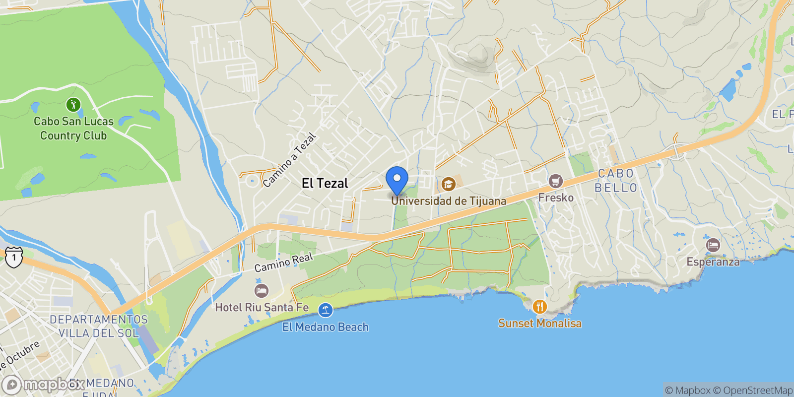 Map showing PH C-3403, Vista Vela I, Cabo San Lucas, BCS 23454, Colonia del Sol, Baja California Sur, Mexico.