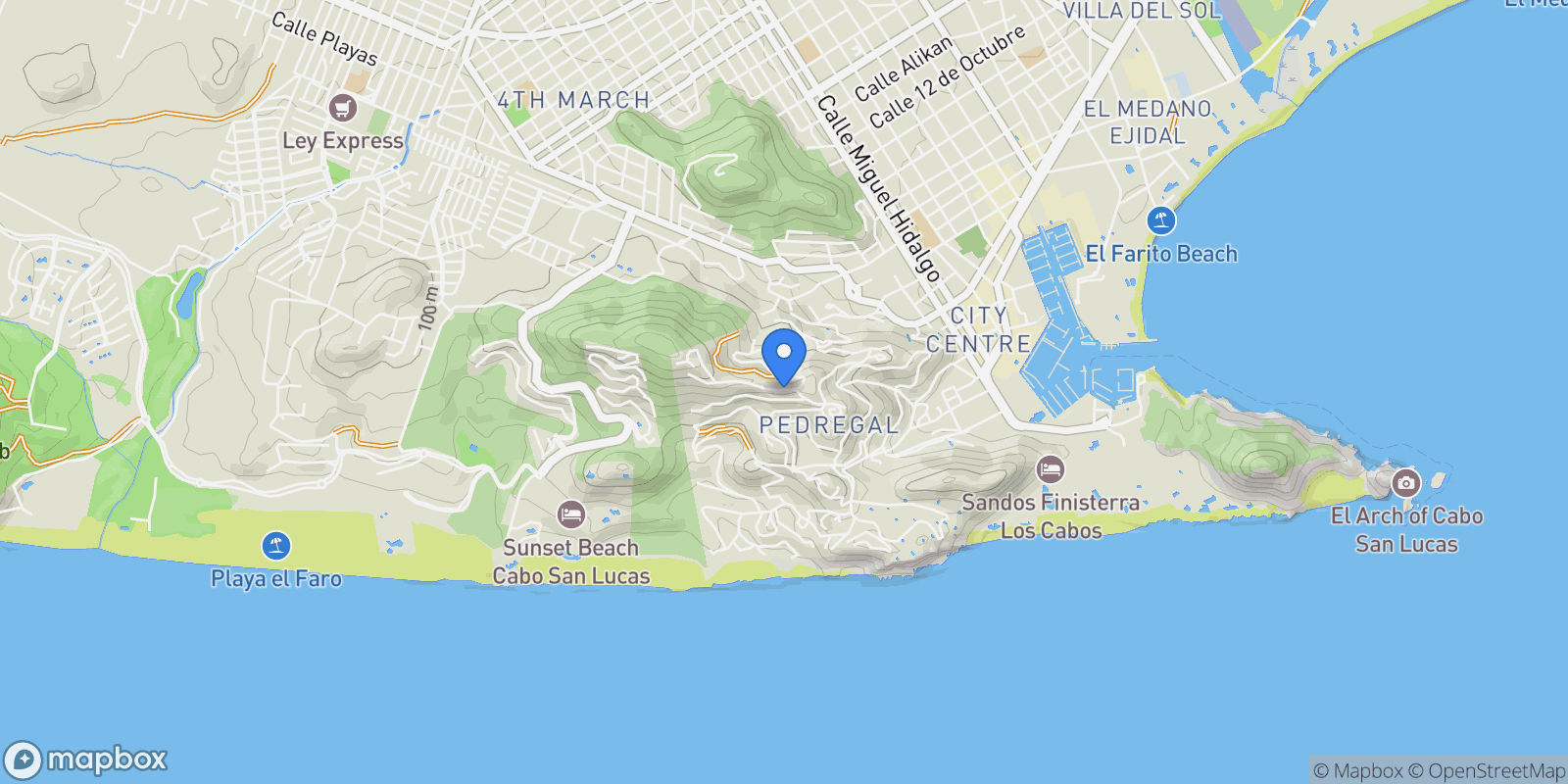 Map showing Lot 23, Pedregal Heights, Cabo San Lucas, BCS 23453, Cabo San Lucas, Baja California Sur, Mexico.