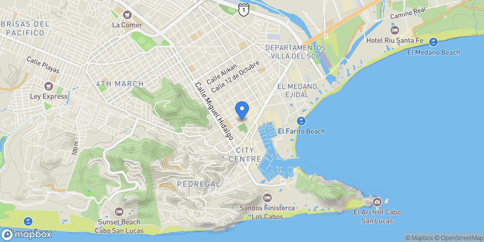 Map showing Condo D-10, Park Cabo Residences, Cabo San Lucas, BCS 23450, Cabo San Lucas, Baja California Sur, Mexico.