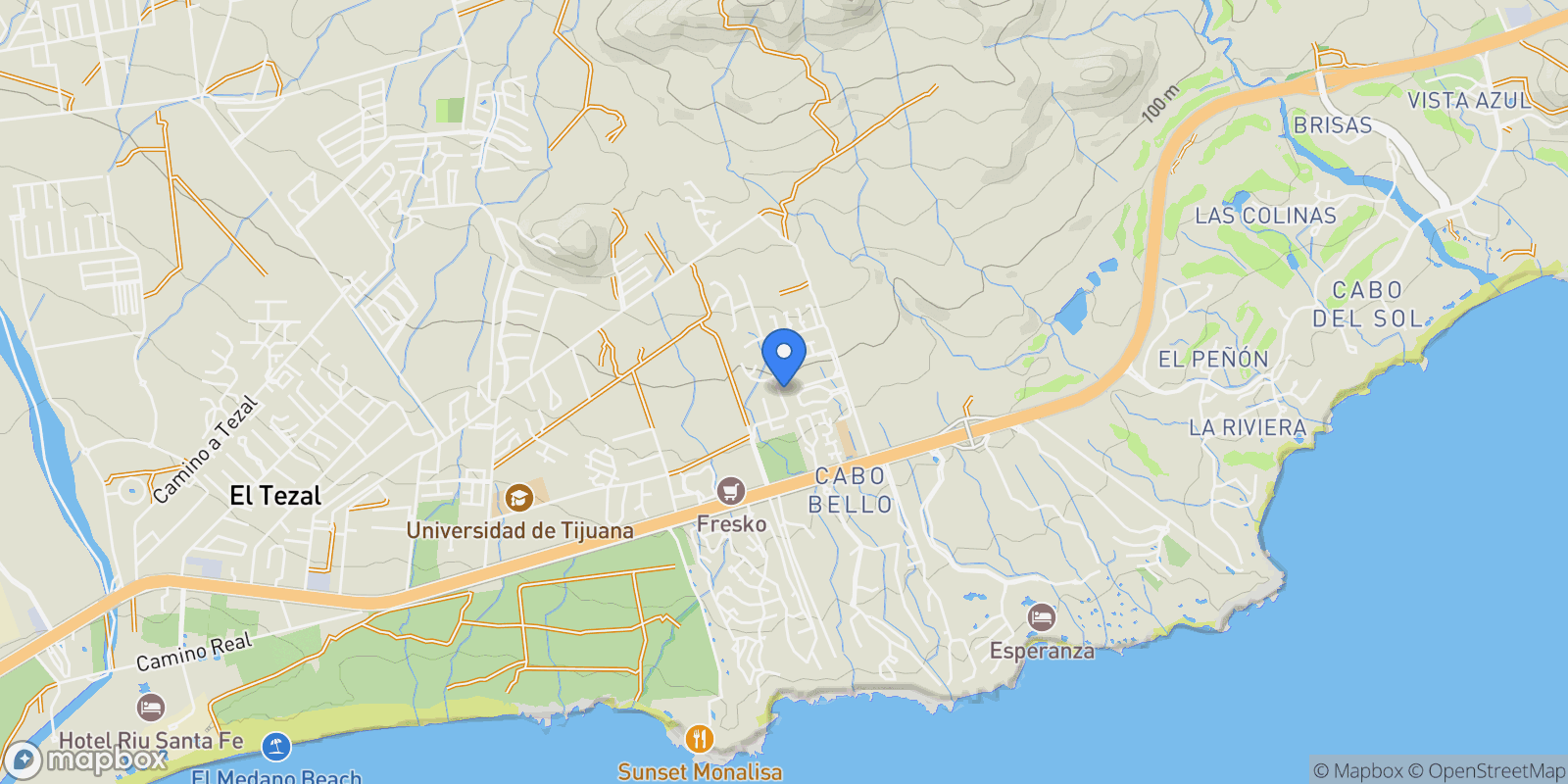 Map showing Casa 36, Cresta del Mar, Cabo San Lucas, BCS 23467, Colonia del Sol, Baja California Sur, Mexico.