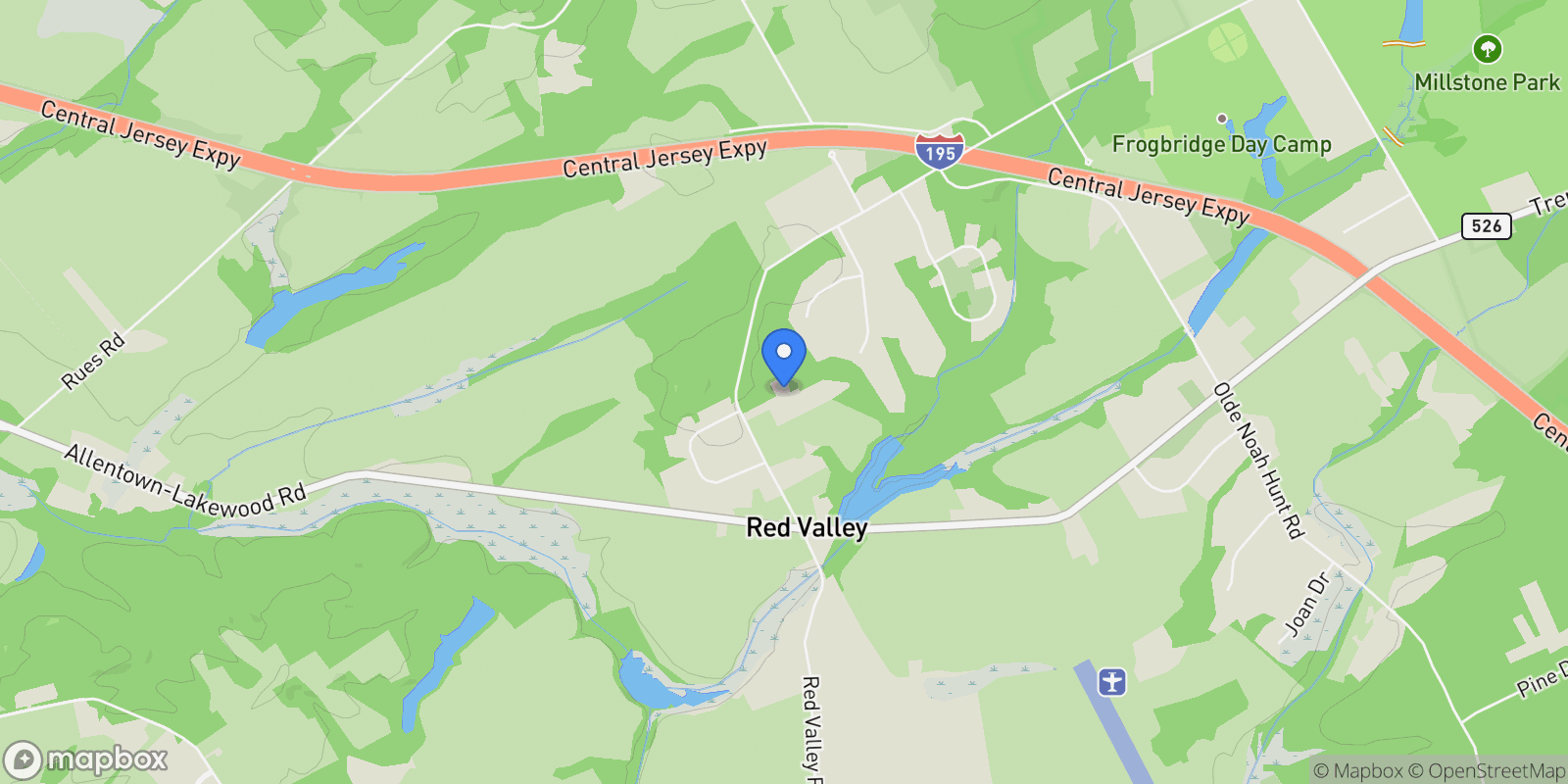 Map showing 75 Yellow Meetinghouse Road, Cream Ridge, NJ 08514, Millstone, New Jersey, United States.