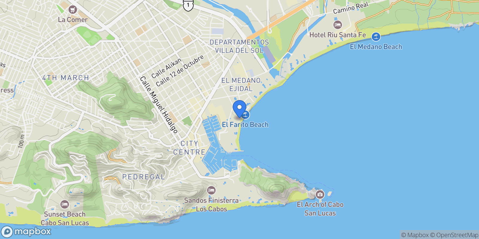 Map showing Villa 5, Hacienda Beachfront, Cabo San Lucas, BCS 23454, Colonia del Sol, Baja California Sur, Mexico.
