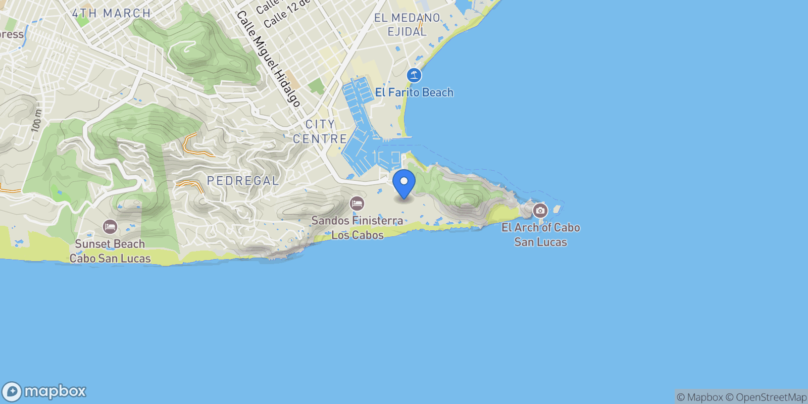 Map showing Condo 102, Terrasol Av. Solmar, Cabo San Lucas, BCS 23410, Colonia del Sol, Baja California Sur, Mexico.