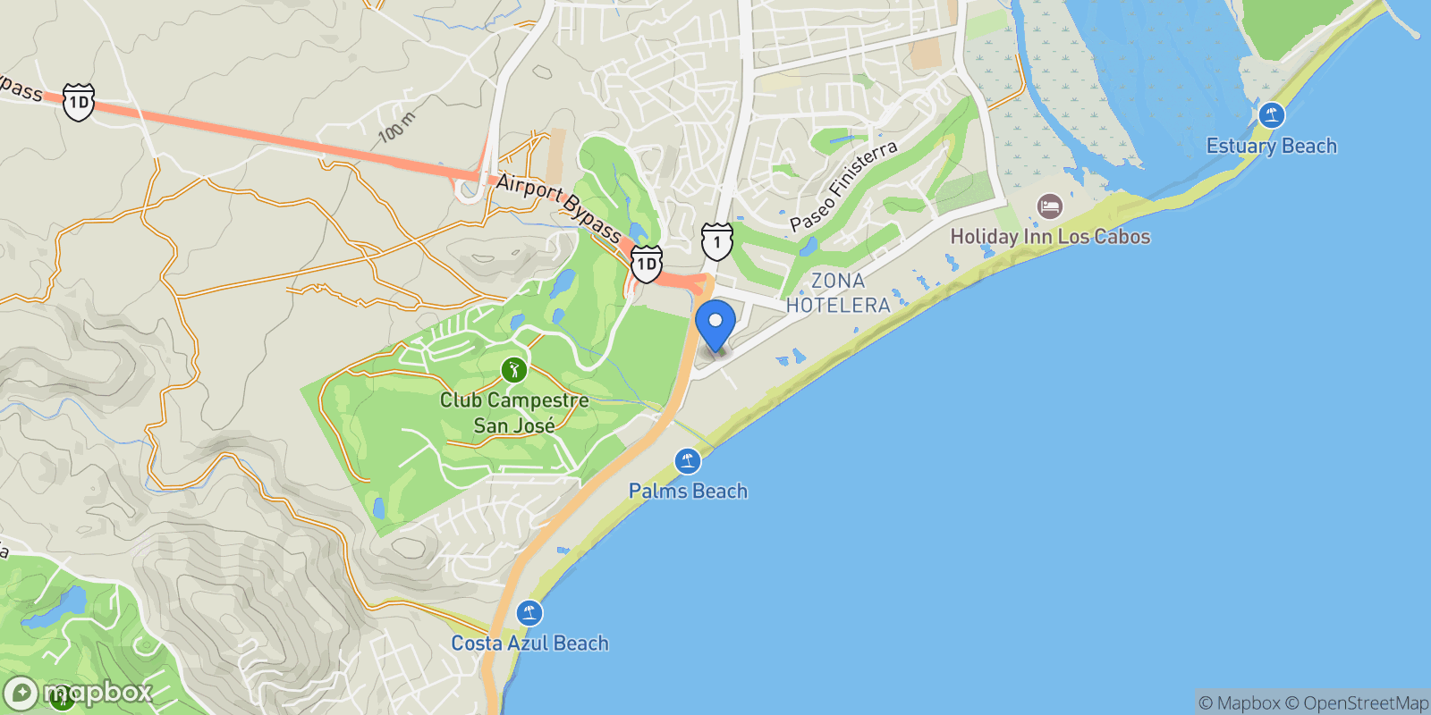 Map showing Condo 407, Punto Nima Paseo Malecon 137, San Jose del Cabo, BCS 23405, San José del Cabo, Baja California Sur, Mexico.