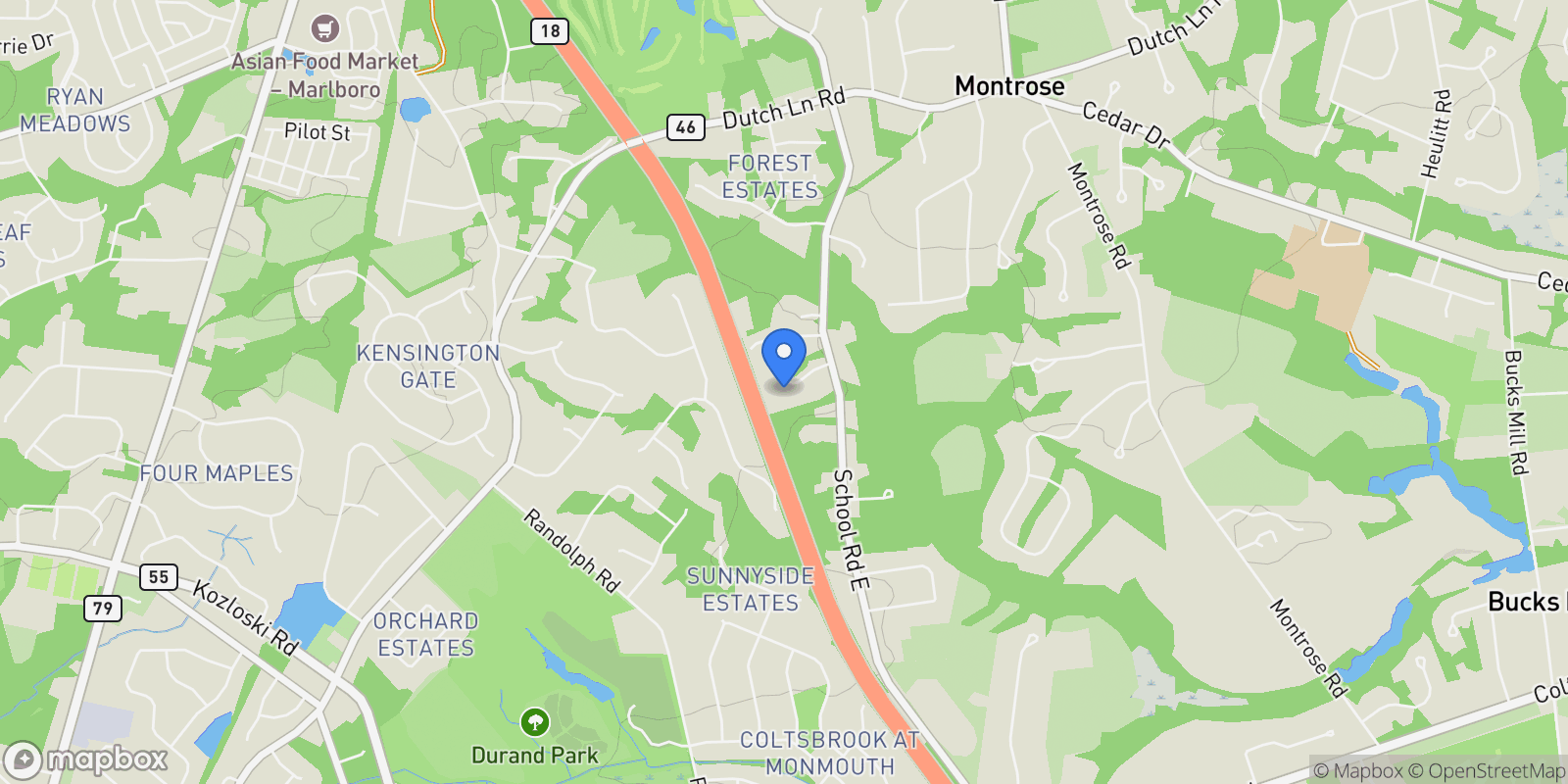 Map showing 6 Jewel Court, Marlboro, NJ 07746, Marlboro Township, New Jersey, United States.