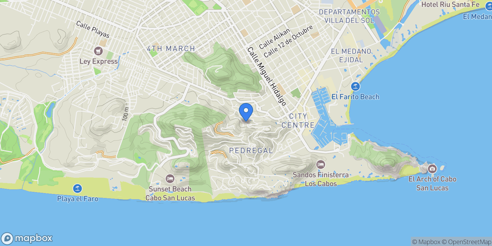 Map showing Condo 301, Luna Pedregal C. Camino Bonito Ote., Cabo San Lucas, BCS 23450, Cabo San Lucas, Baja California Sur, Mexico.