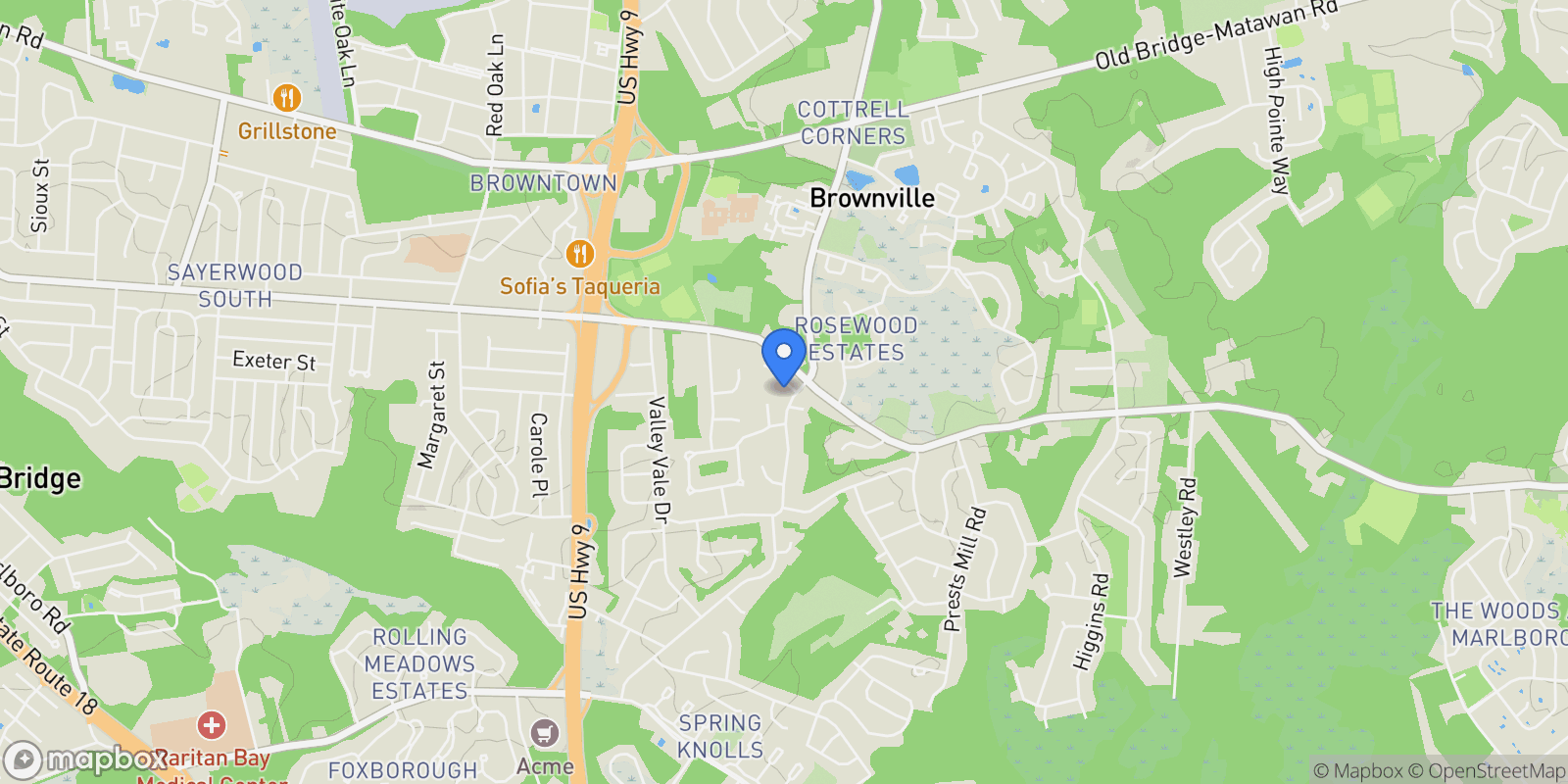 Map showing 1 Kerry Court, Old Bridge, NJ 08857, Old Bridge Township, New Jersey, United States.