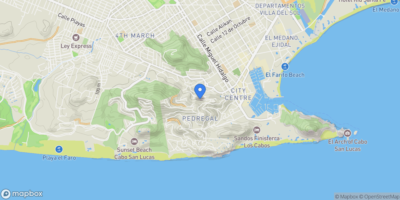 Map showing Condo 101, Monteluna Pedregal, Cabo San Lucas, BCS 23453, Cabo San Lucas, Baja California Sur, Mexico.