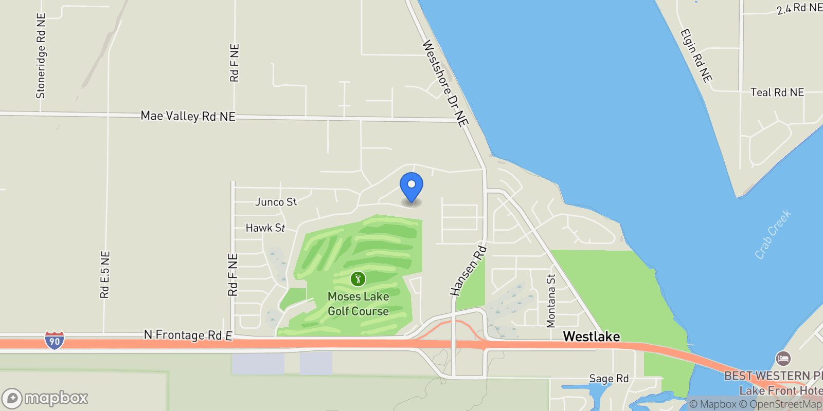 Map showing 6701 Eagle Drive Ne, Moses Lake, WA 98837, Moses Lake, Washington, United States.