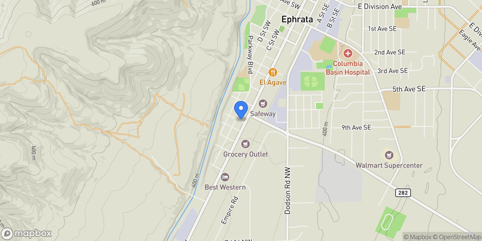 Map showing 1011 8th Avenue Ne, Ephrata, WA 98823, Ephrata, Washington, United States.