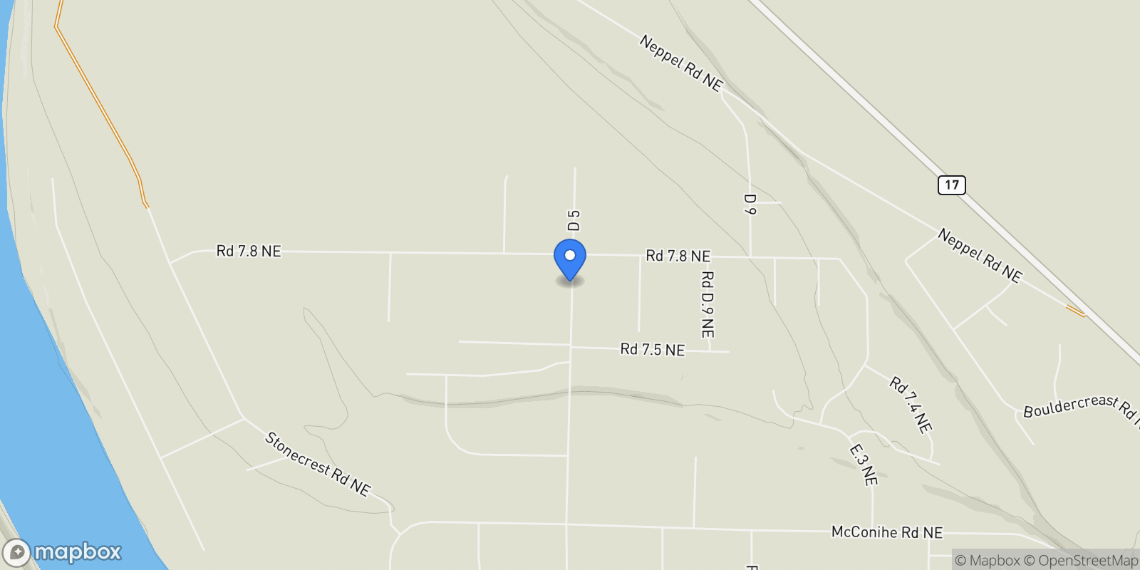 Map showing 7526 NE Rd D.5, Moses Lake, WA 98837, Moses Lake, Washington, United States.