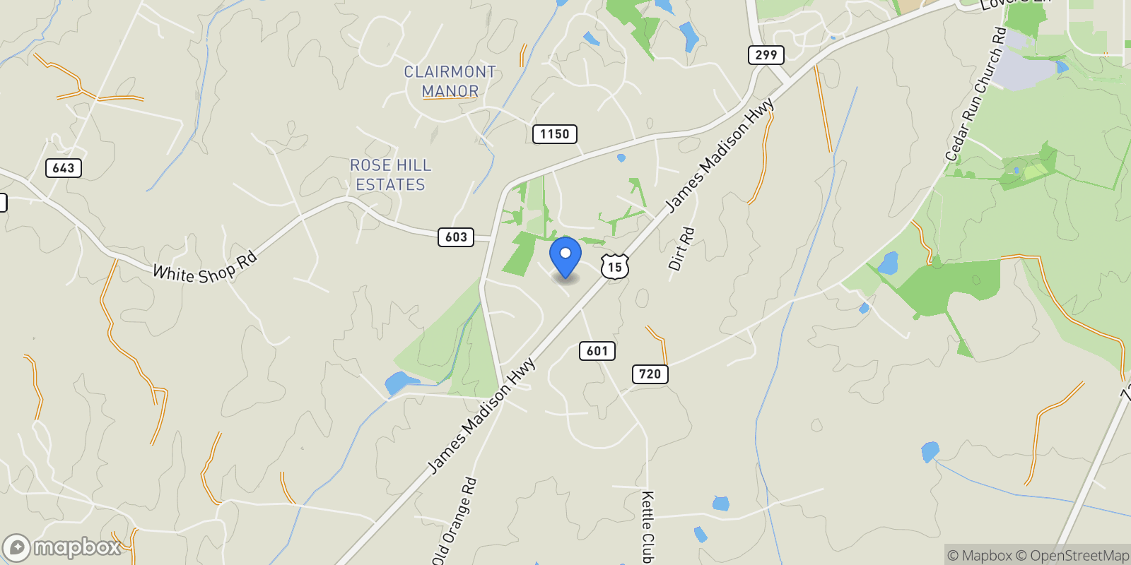 Map showing 19483 Meadowvale Court, Culpeper, VA 22701, Culpeper, Virginia, United States.