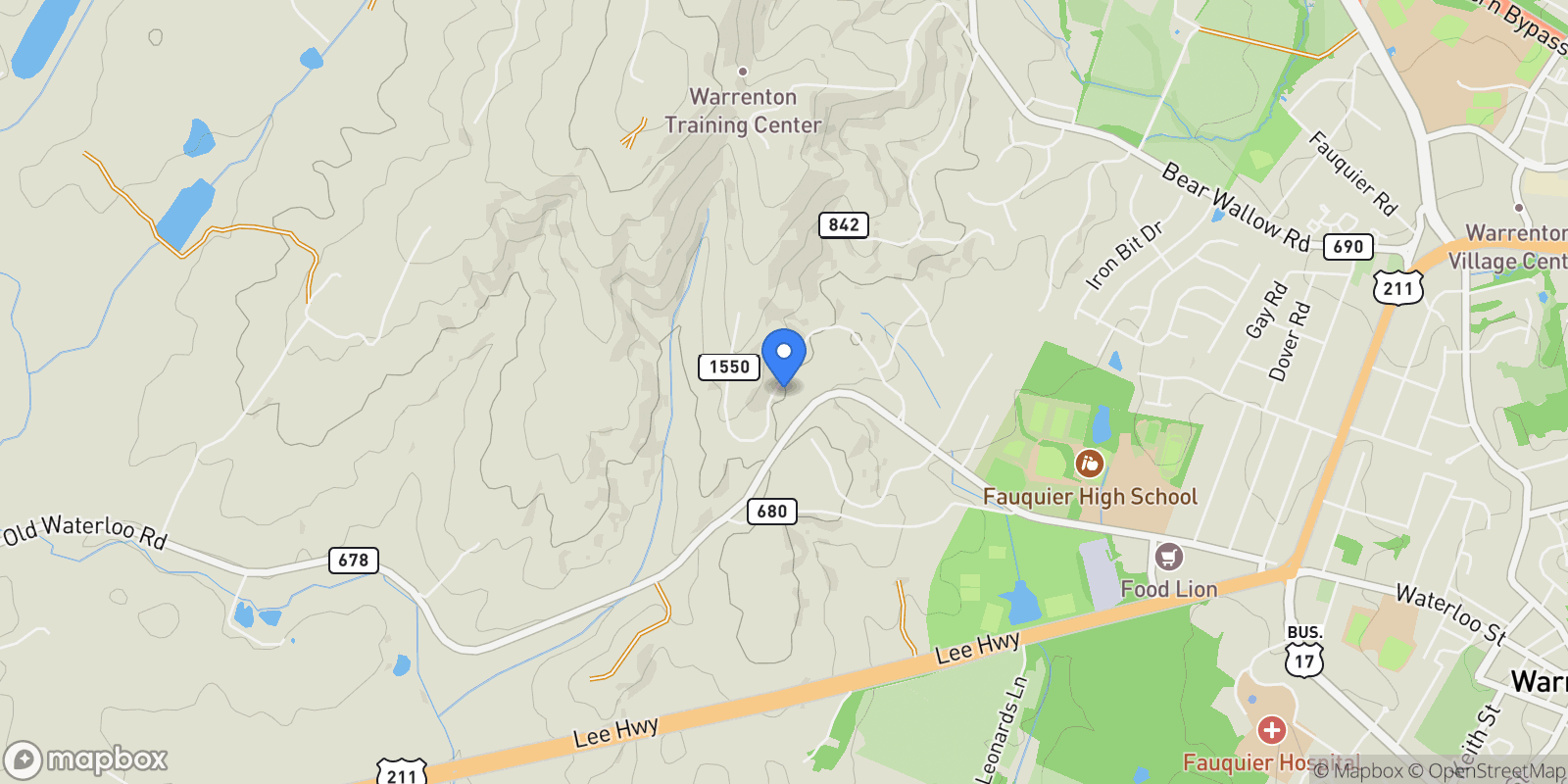 Map showing 7887 Wellington Drive, Warrenton, VA 20186, Warrenton, Virginia, United States.
