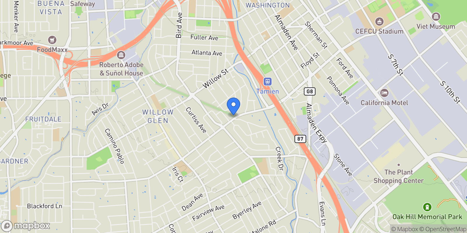 Map showing 709 Minnesota Avenue, San Jose, California, United States.