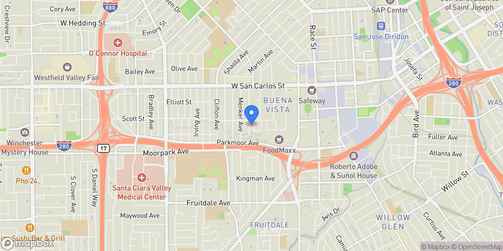Map showing 514 Mayellen Avenue, San Jose, California, United States.