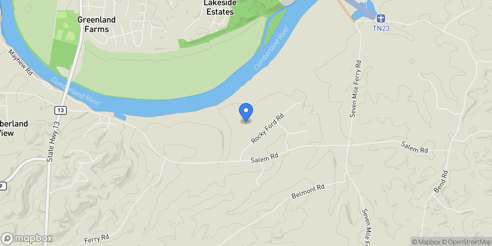 Map showing 190 Rocky Ford Rd, Clarksville, TN 37040, Clarksville, Tennessee, United States.
