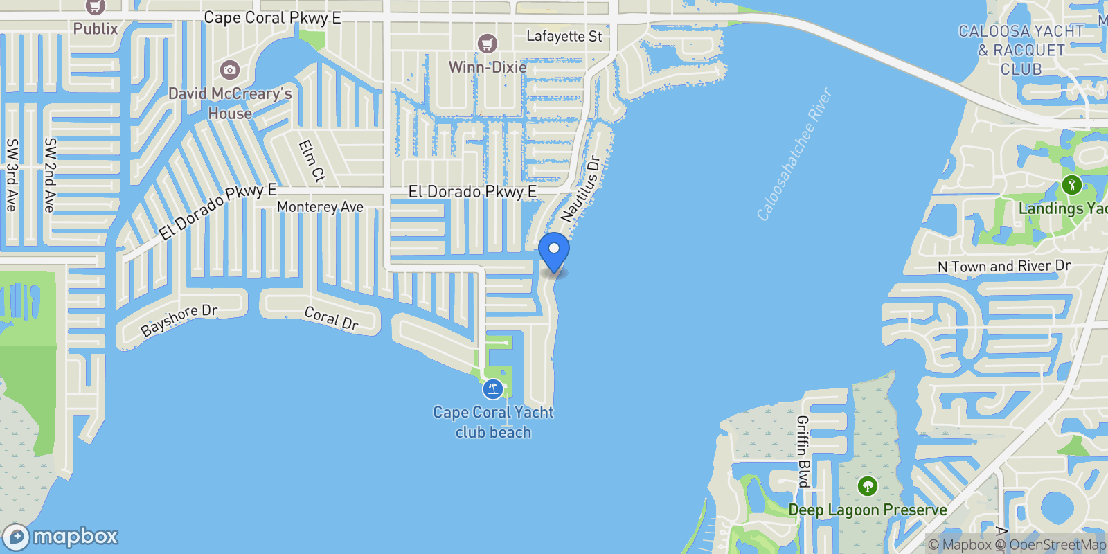Map showing 5625 Riverside Drive, Cape Coral, Florida, United States.