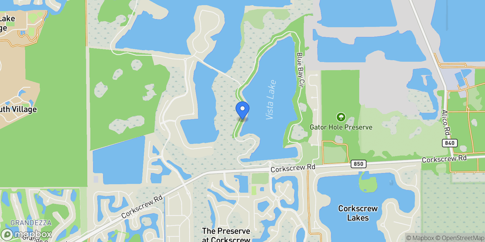 Map showing 14882 Blue Bay Circle, Miromar Lakes, Florida, United States.