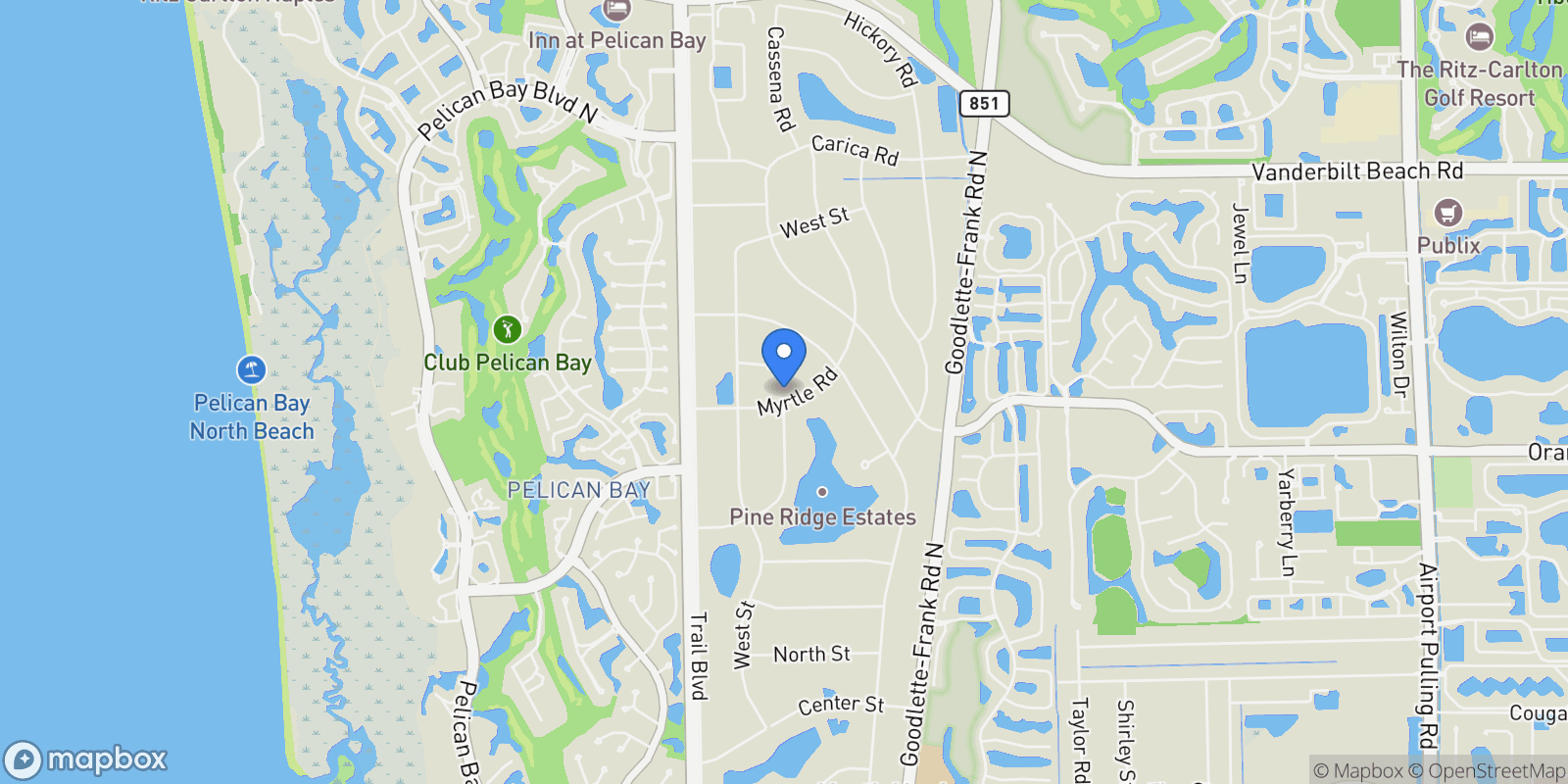 Map showing 107 Myrtle Road, Naples, Florida, United States.