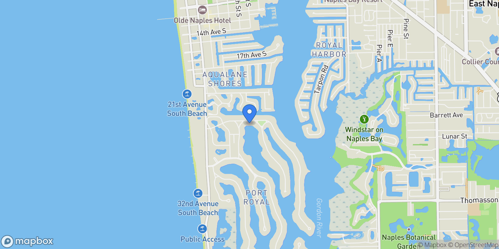 Map showing 600 Galleon Drive, Naples, Florida, United States.