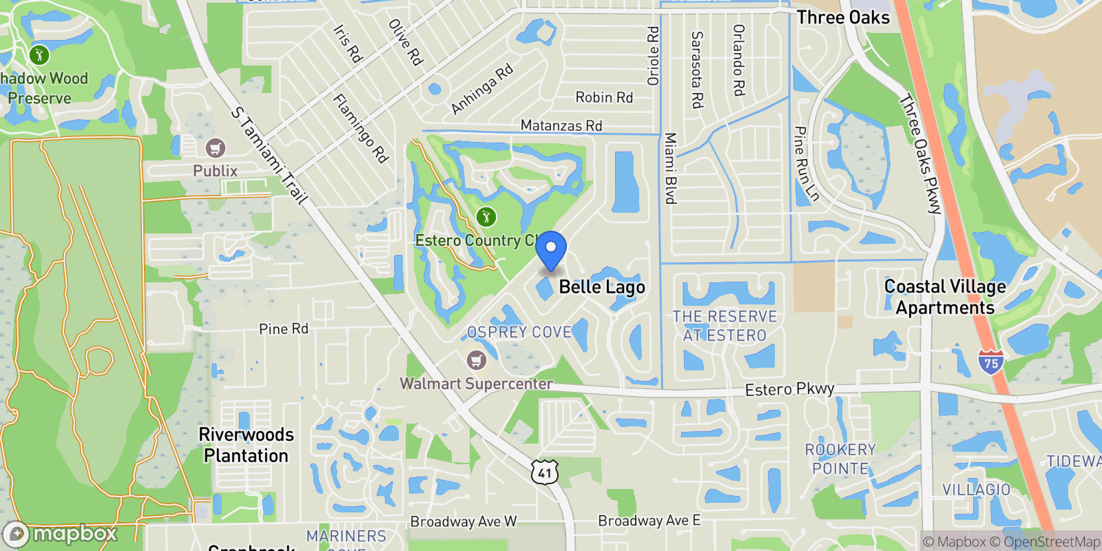 Map showing 8414 Sedonia Circle, Estero, Florida, United States.