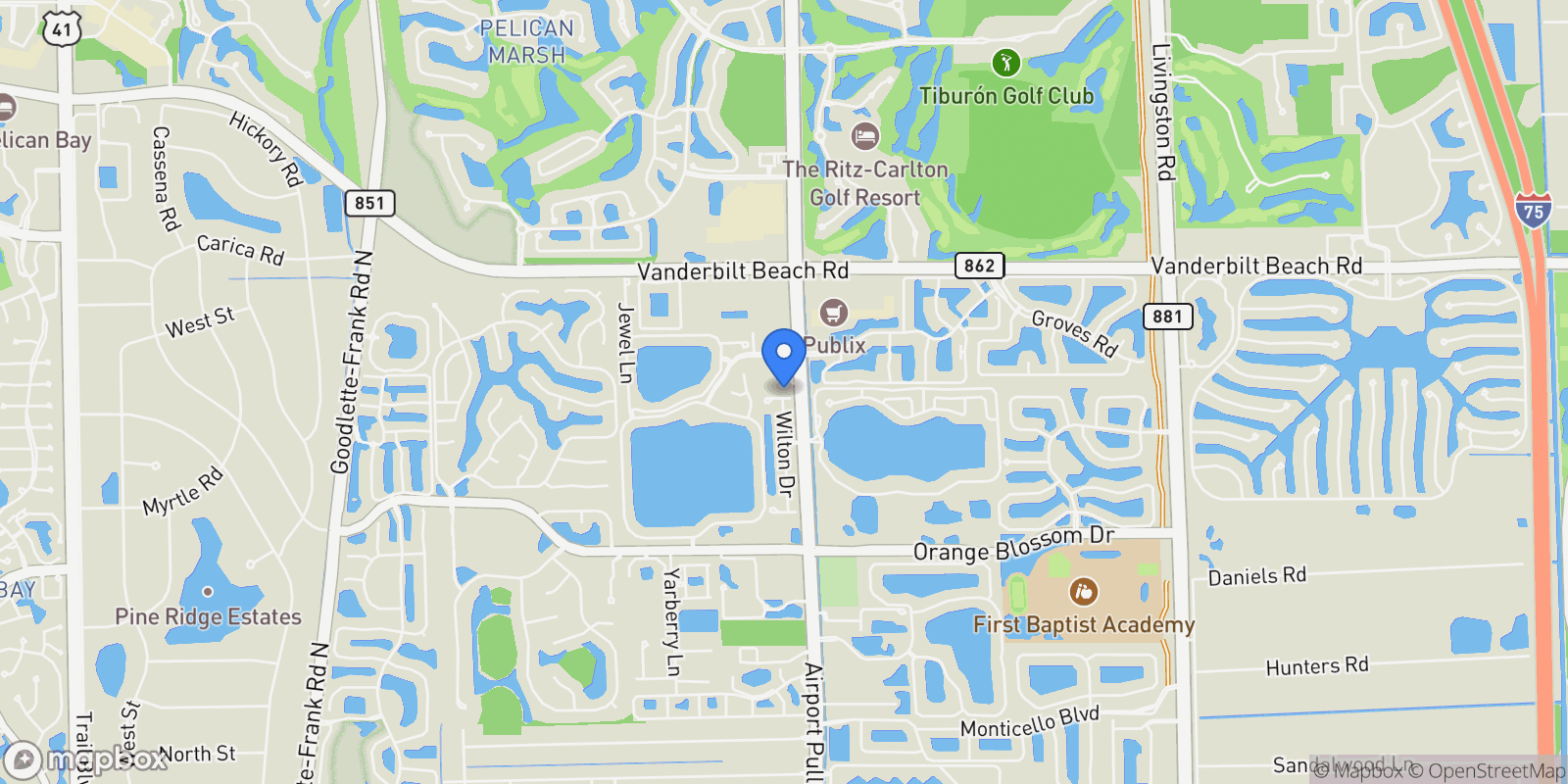 Map showing 7289 Birchmore Street, Naples, Florida, United States.