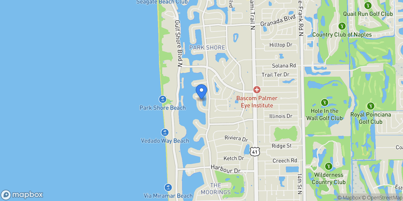 Map showing 233 Mermaids Bight, Naples, Florida, United States.