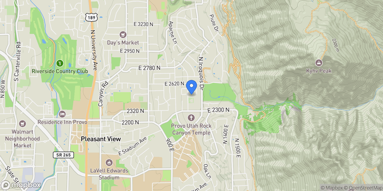Map showing 1096 E 2500 N, Provo, UT 84604, Provo, Utah, United States.