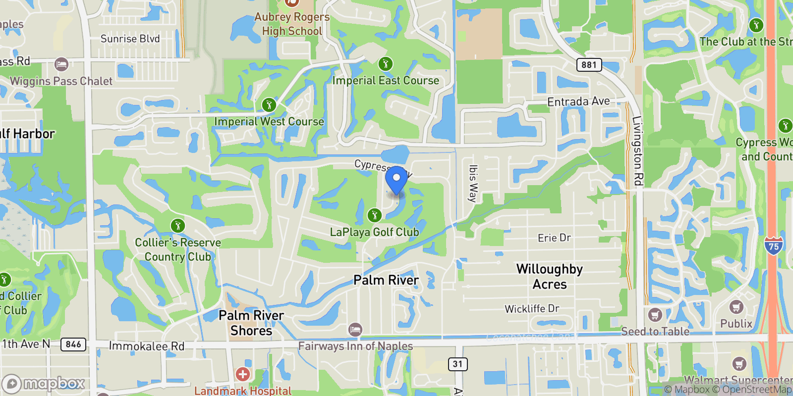 Map showing 436 Golfview Drive, Bonita Springs, Florida, United States.