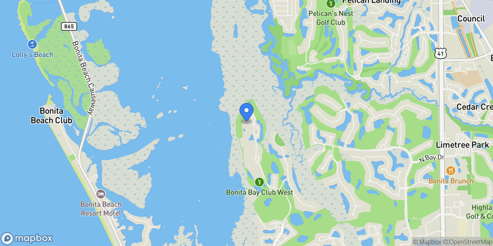 Map showing 4971 Bonita Bay Boulevard PH 2604, Bonita Springs, Florida, United States.
