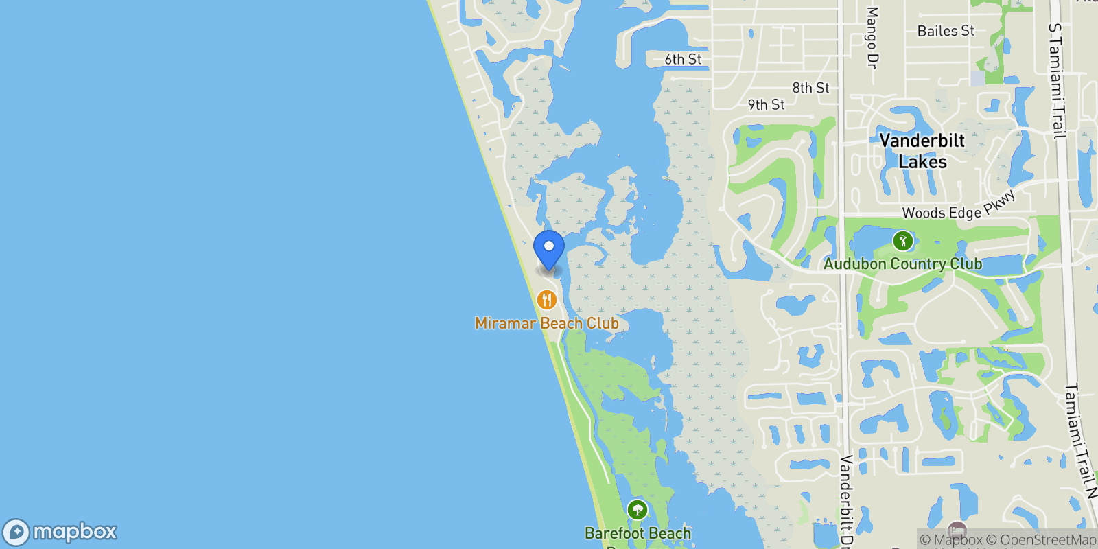 Map showing 266 Barefoot Beach Boulevard PH-02, Bonita Springs, Florida, United States.