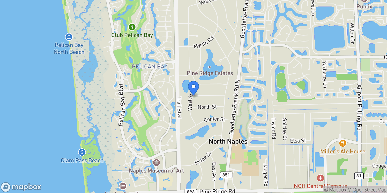 Map showing Naples, Florida, United States.