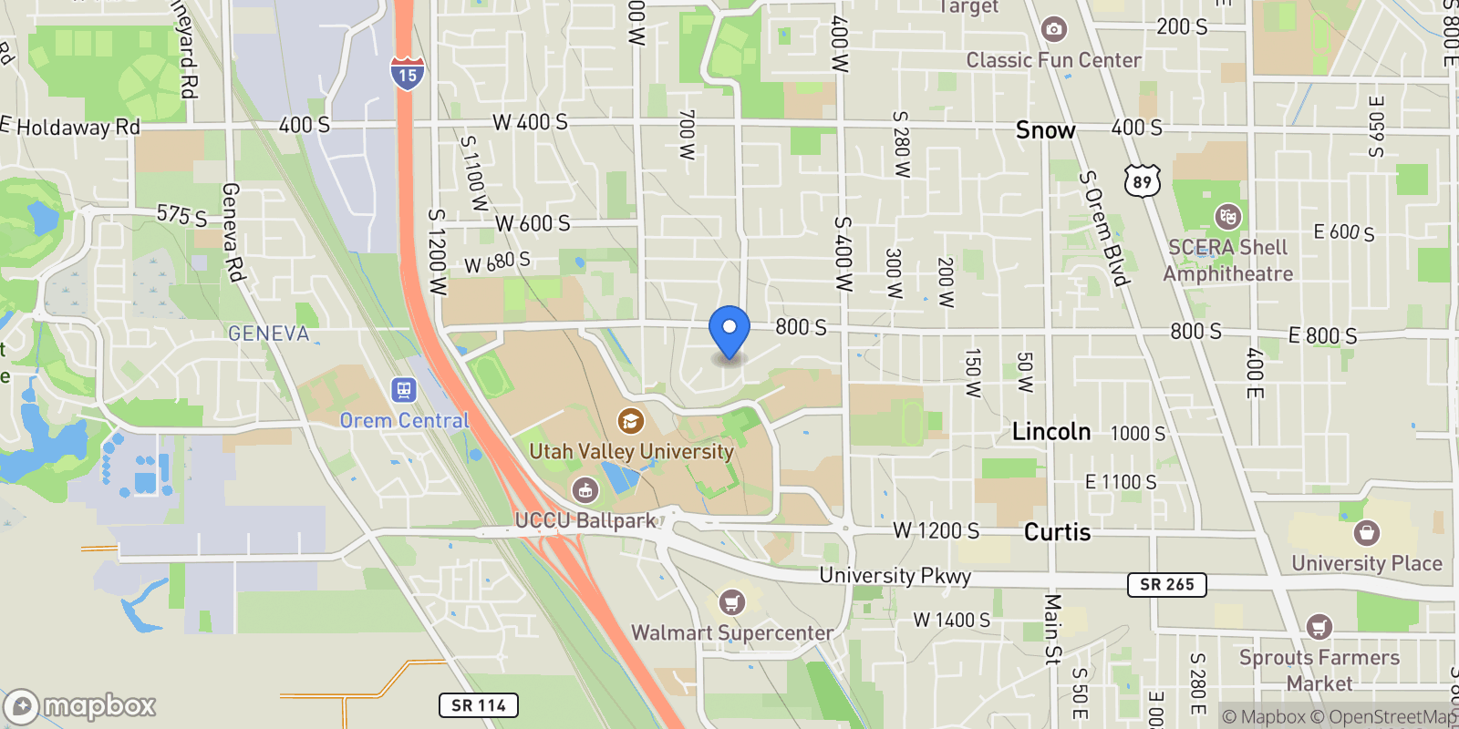 Map showing 881 S 635 W, Orem, UT 84058, Orem, Utah, United States.