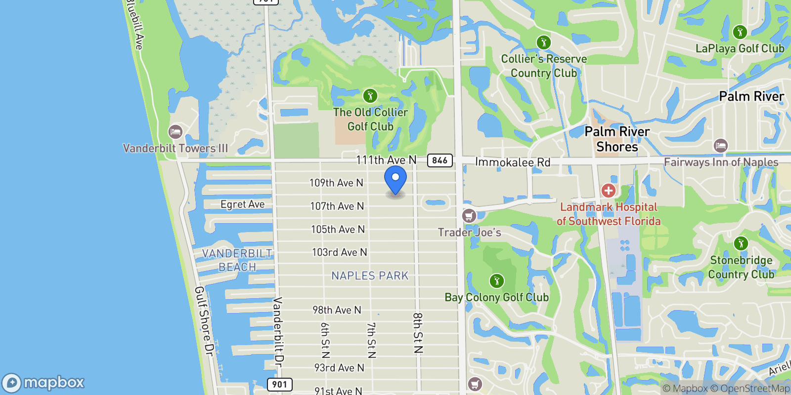 Map showing 756 108th Avenue N, Naples, Florida, United States.