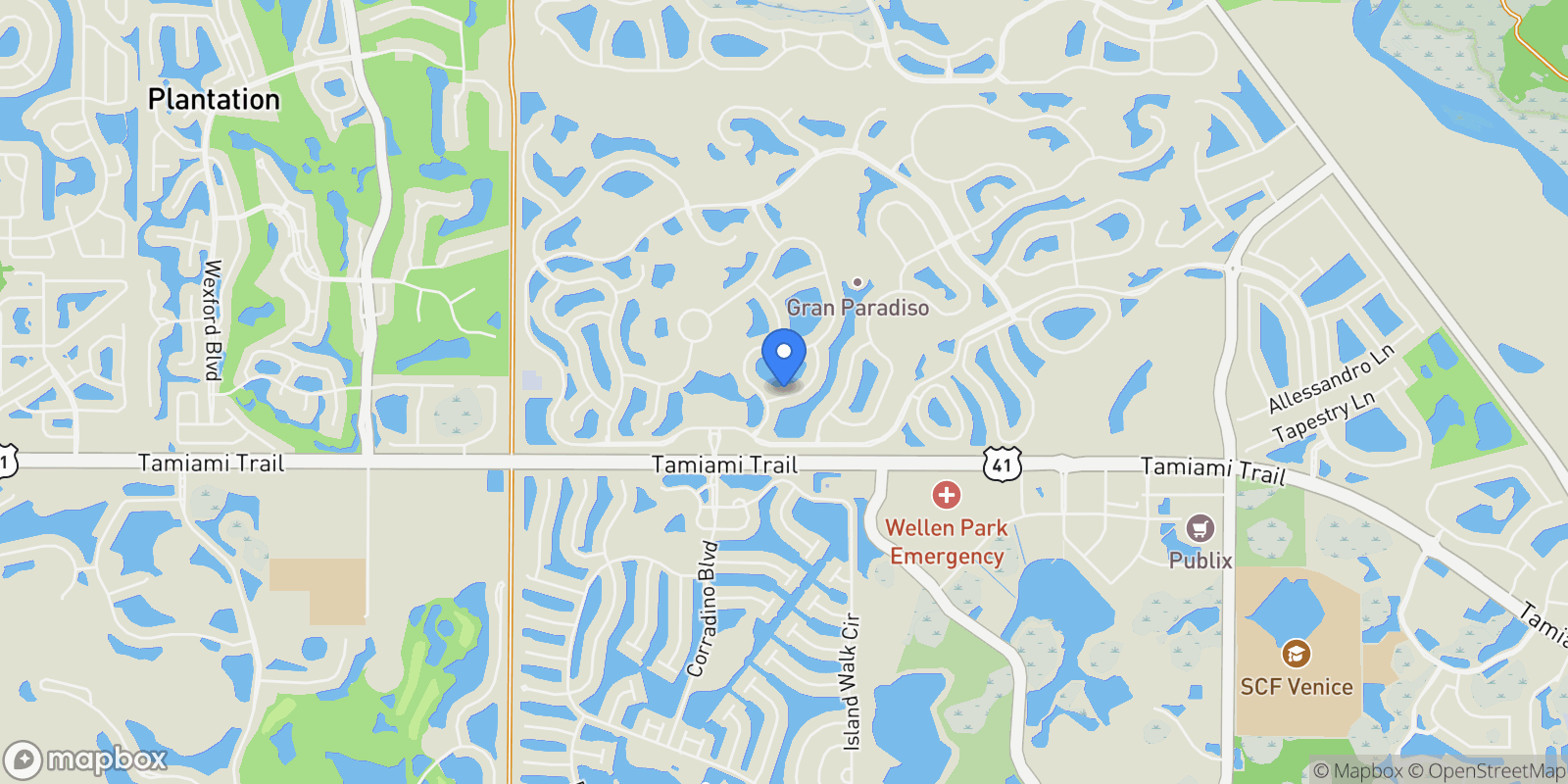 Map showing 13270 Famiglia Drive, Venice, FL 34293, Venice, Florida, United States.