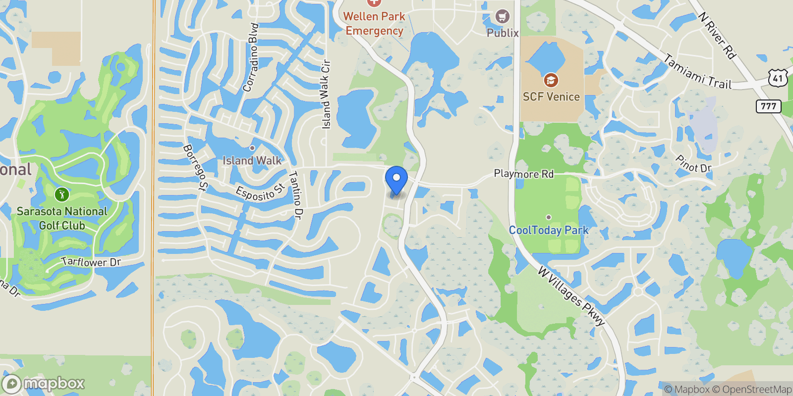 Map showing 18857 Daybreak Drive, Venice, FL 34293, Venice, Florida, United States.