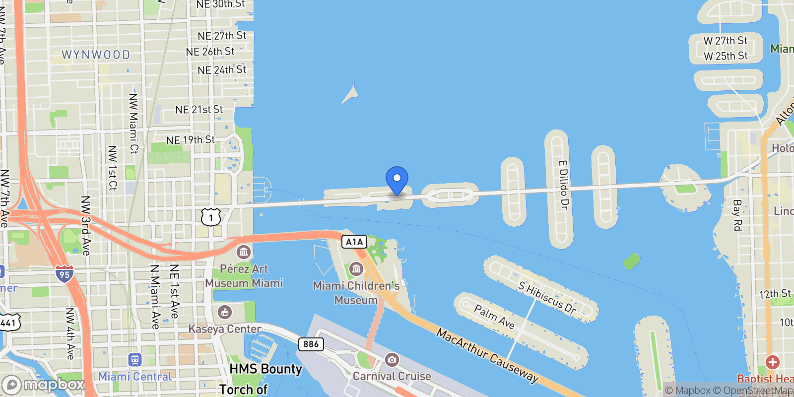 Map showing 1000 Venetian Way , Miami Beach, FL 33139, Miami Beach, Florida, United States.