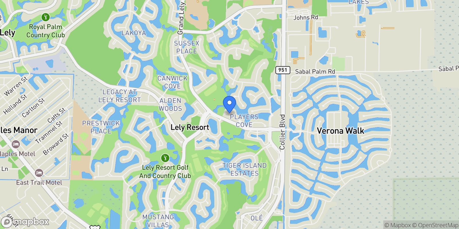 Map showing 8026 Players Cove DR 102, NAPLES, FL 34113, Naples, Florida, United States.