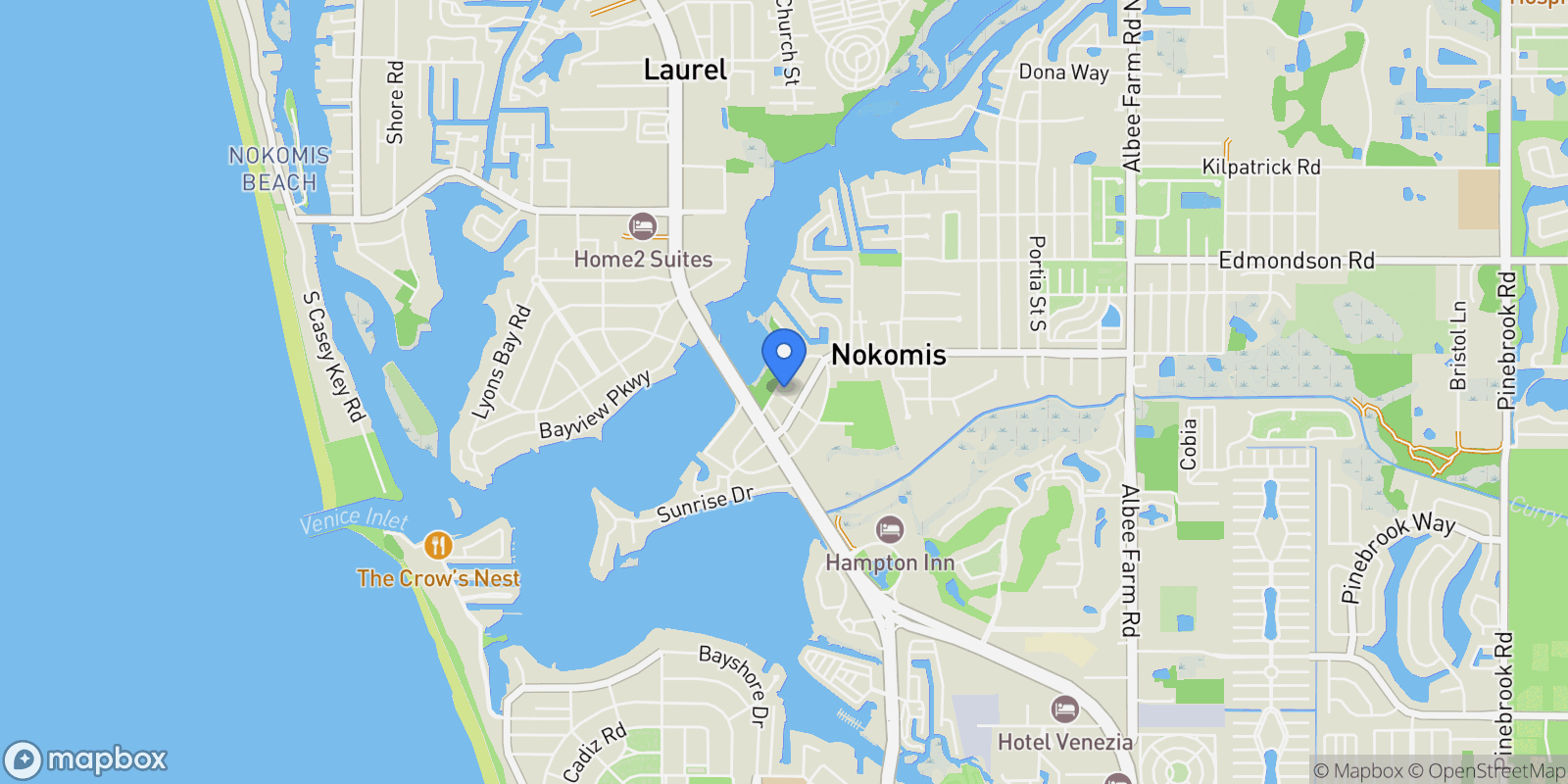 Map showing 202 Pocono Trail E, Nokomis, FL 34275, Venice, Florida, United States.