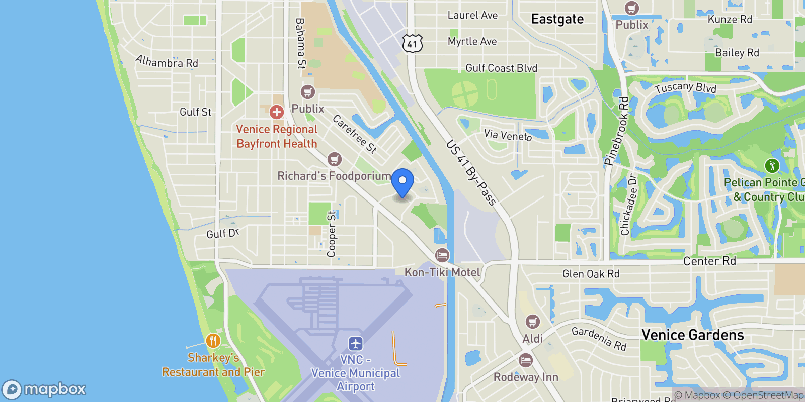 Map showing 107 Corte Del Rosa, Venice, FL 34285, Venice, Florida, United States.