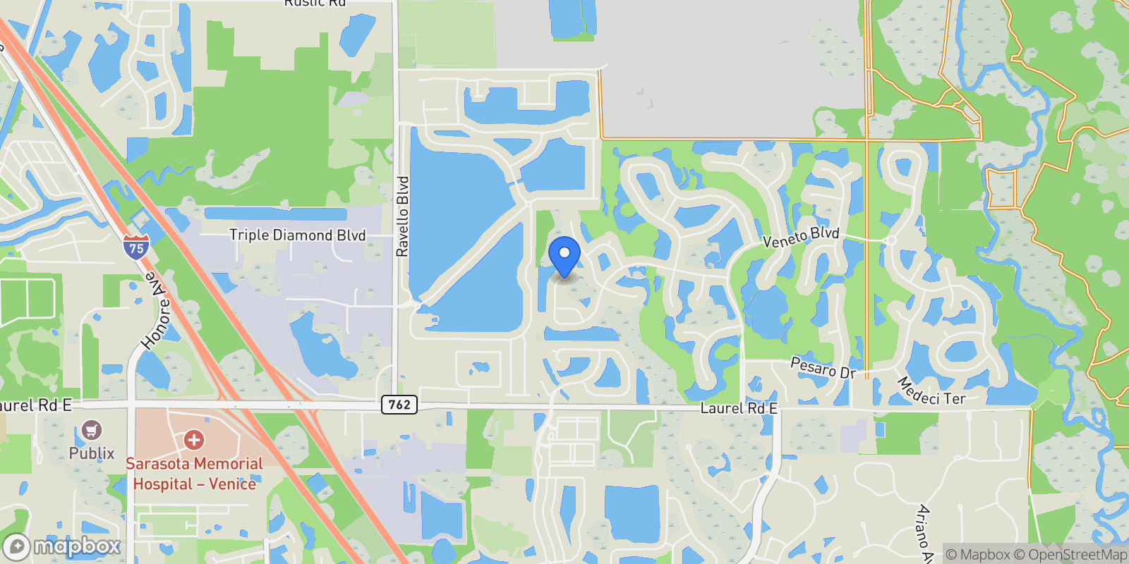 Map showing 500 Padova Way, North Venice, FL 34275, Venice, Florida, United States.