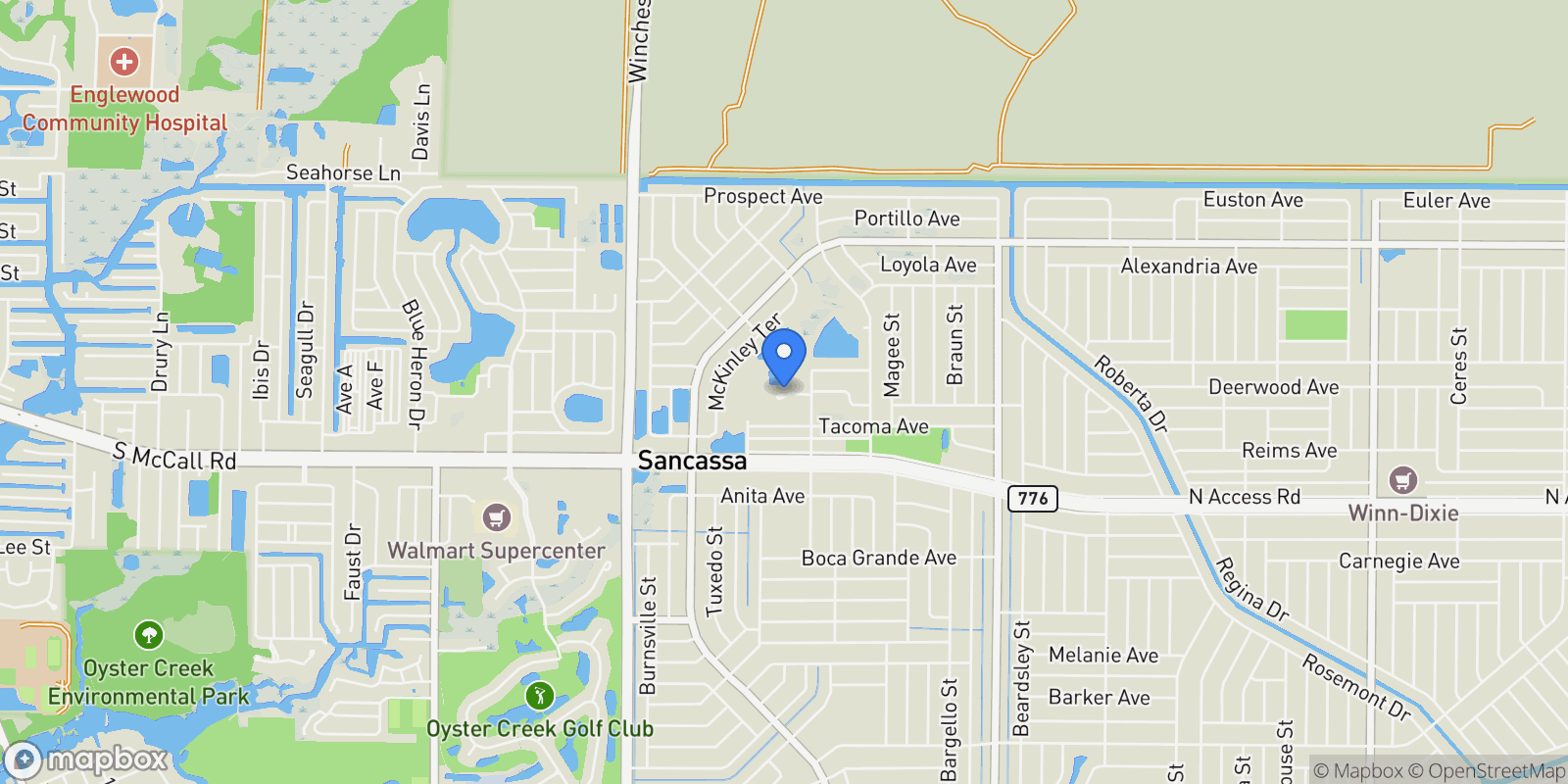 Map showing 6341 BIGGS STREET, ENGLEWOOD, FL 34224, Englewood, Florida, United States.