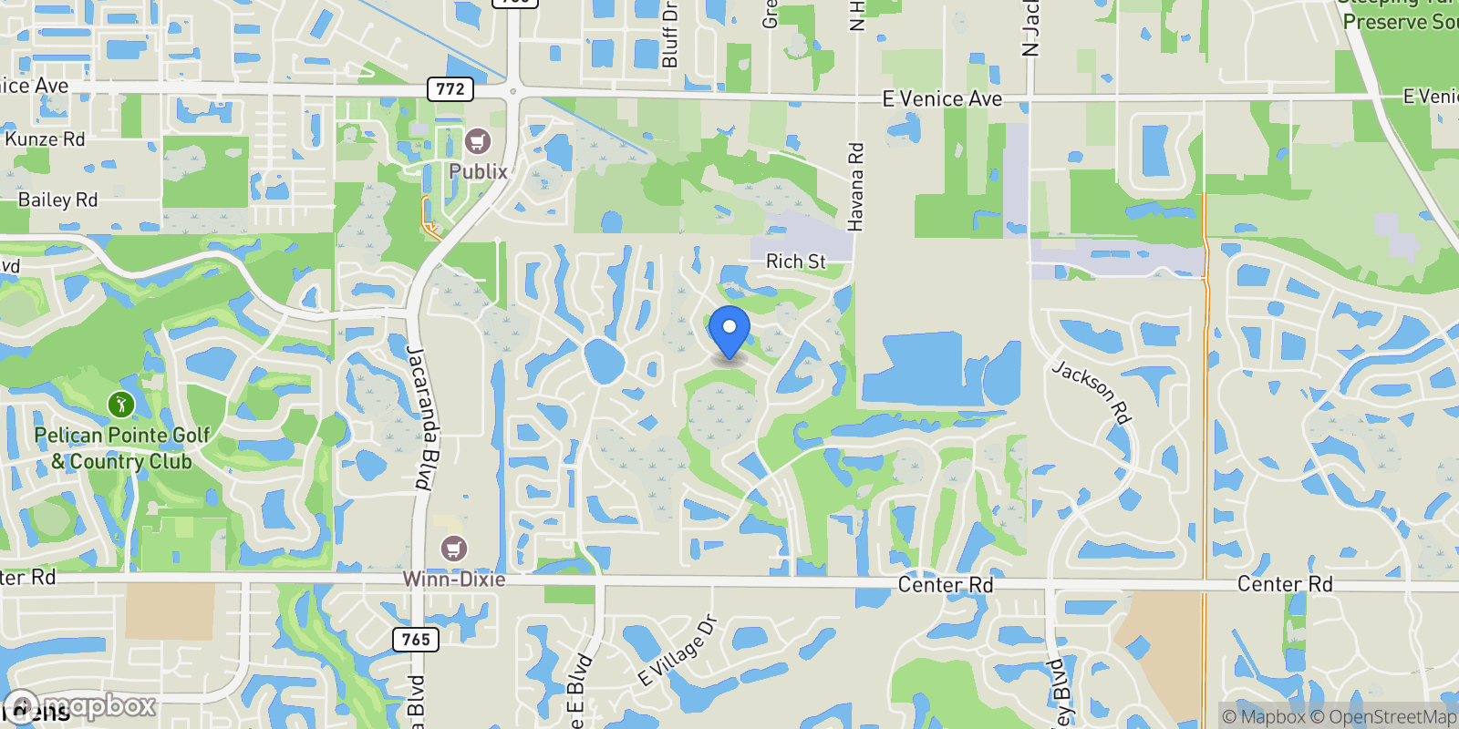 Map showing 395 Autumn Chase Drive, Venice, FL 34292, Venice, Florida, United States.
