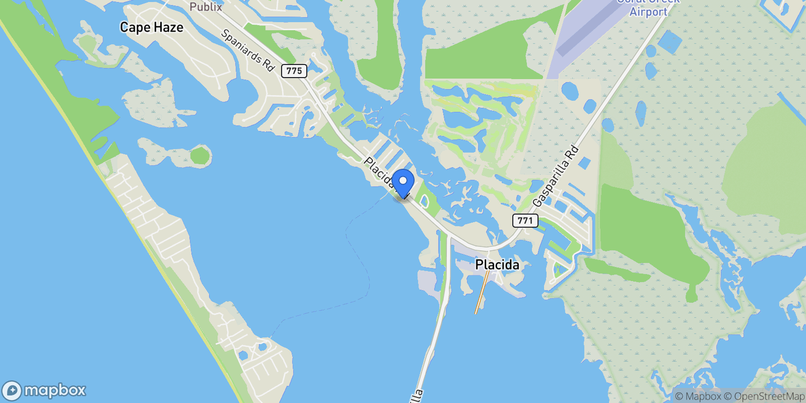Map showing 12350 PLACIDA ROAD, PLACIDA, FL 33946, Placida, Florida, United States.