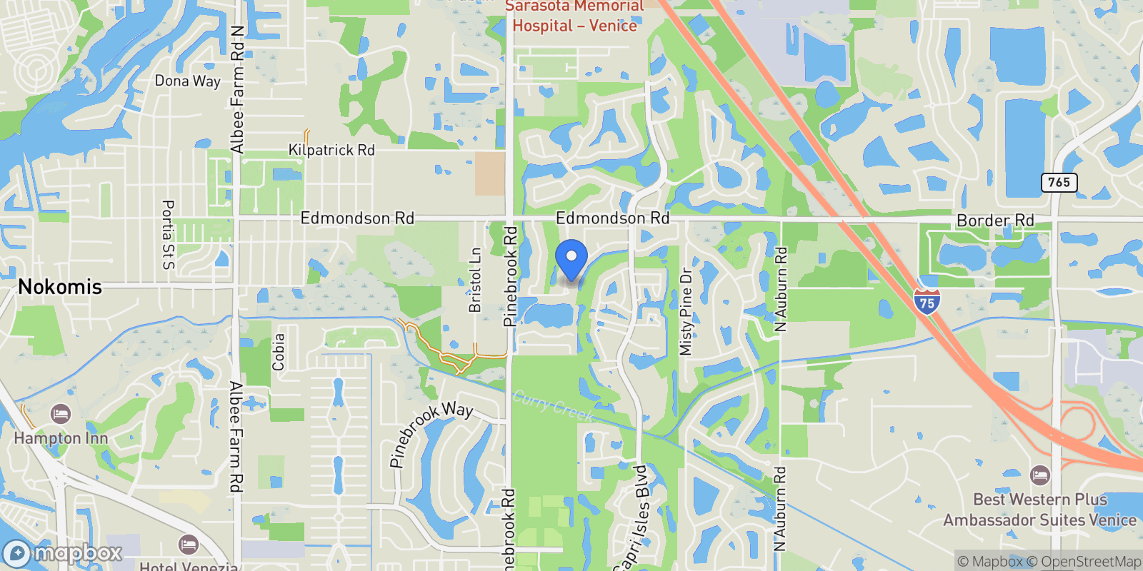 Map showing 1402 Brenner Park Drive, Venice, FL 34292, Venice, Florida, United States.