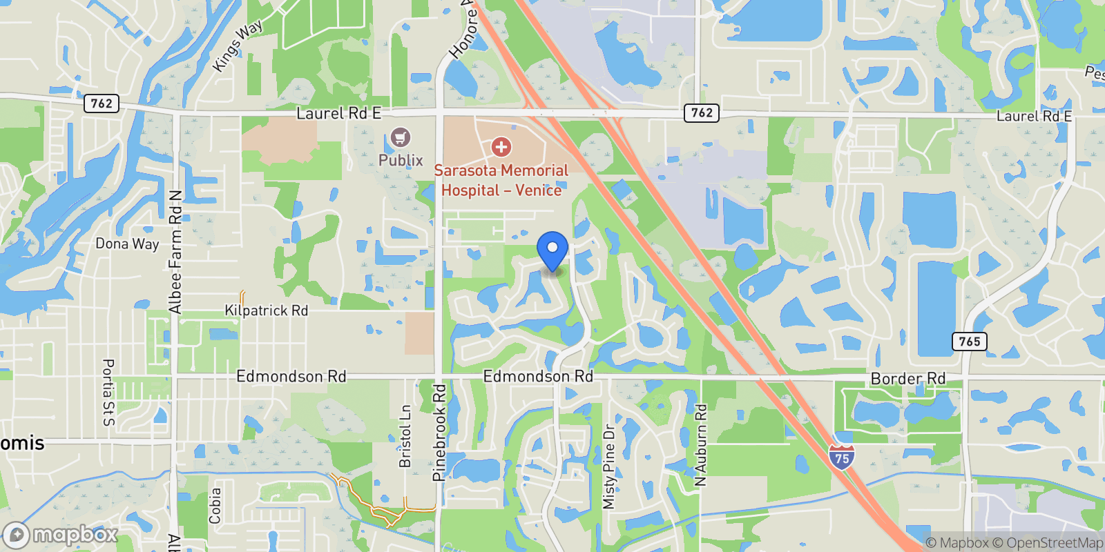 Map showing 1684 Valley Drive, Venice, FL 34292, Venice, Florida, United States.