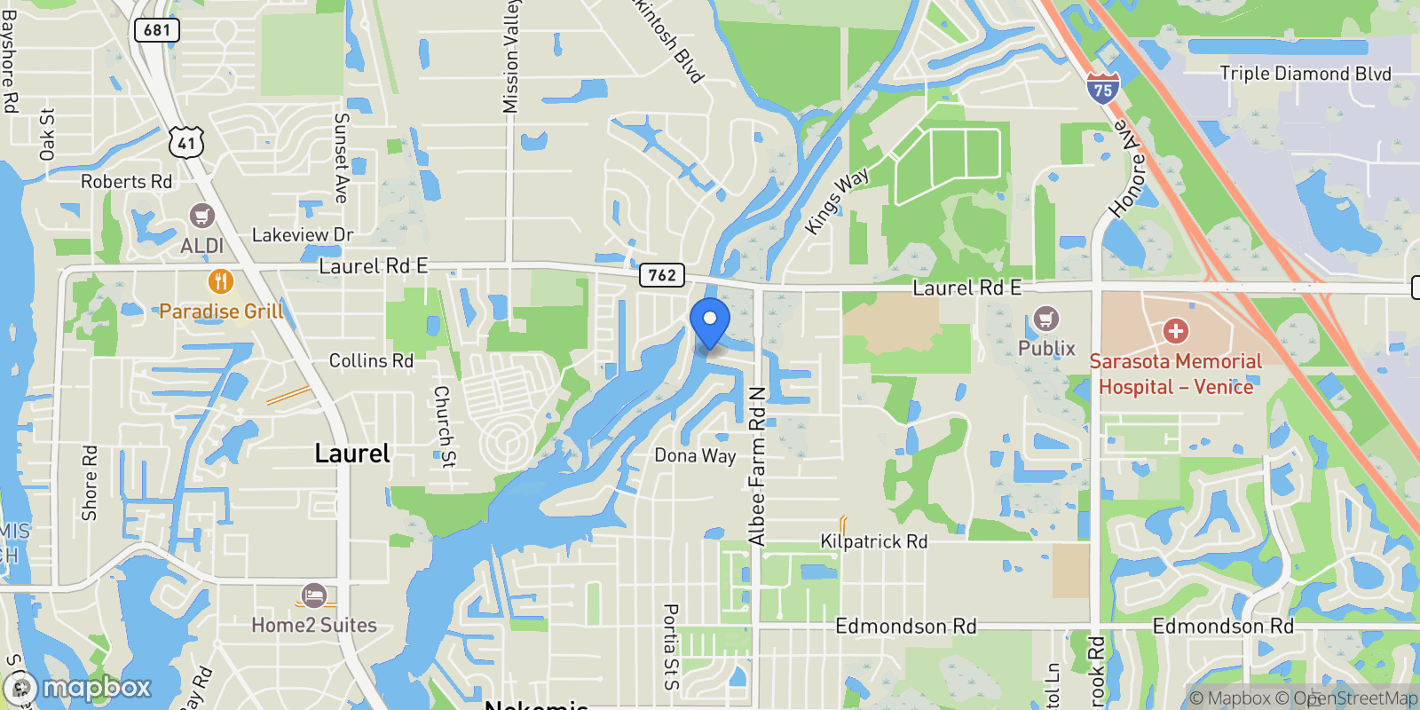 Map showing 1461 MARLIN STREET, NOKOMIS, FL 34275, Venice, Florida, United States.