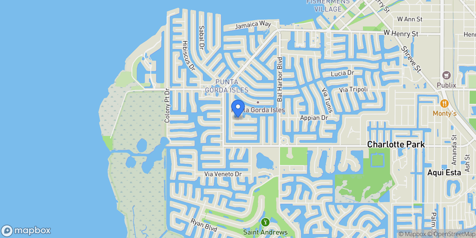 Map showing 2310 VIA VENICE, PUNTA GORDA, FL 33950, Charlotte Park, Florida, United States.