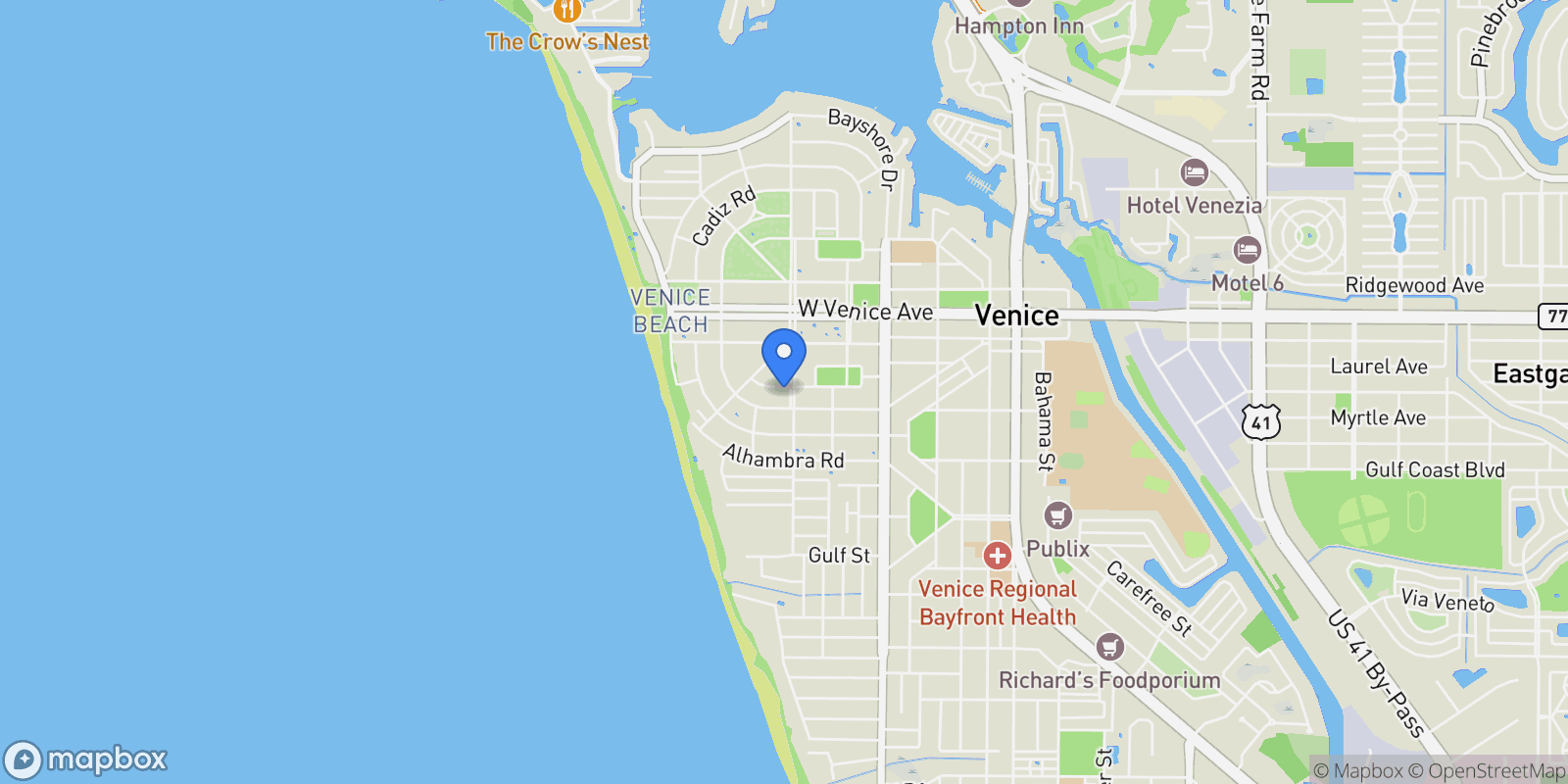 Map showing 601 MENENDEZ STREET, VENICE, FL 34285, Venice, Florida, United States.